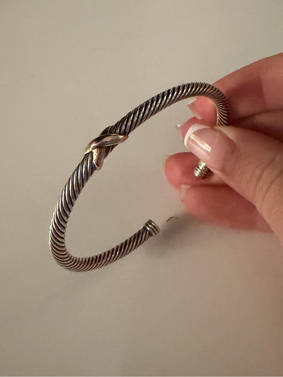 David Yurman Jewelry - David Yurman Sterling Silver Cable Cuff Bracelet X Crossover Hinged Bangle
